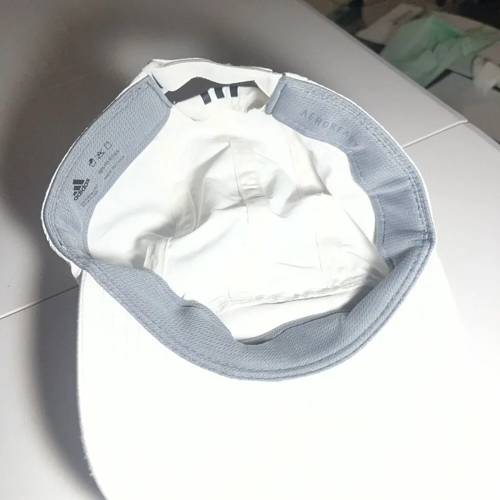 Adidas Aeroready White 5 Panel Cycling Running Adjustable Strapback Hat Cap